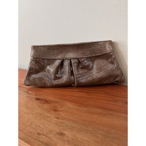 Lauren Merkin Women's Gold Metallic Leather Envelope Clutch Handbag